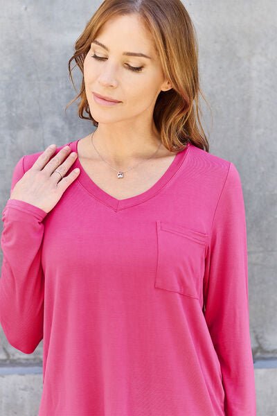 V-Neck Long Sleeve TopTopBasic Bae