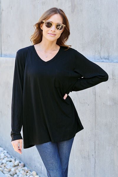 V-Neck Long Sleeve TopTopBasic Bae