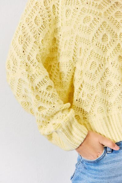 V-Neck Patterned Long Sleeve Sweater in YellowSweaterHYFVE