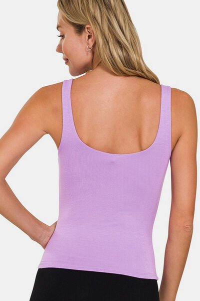 V-Neck Slim Tank in Bright LavenderTankZenana