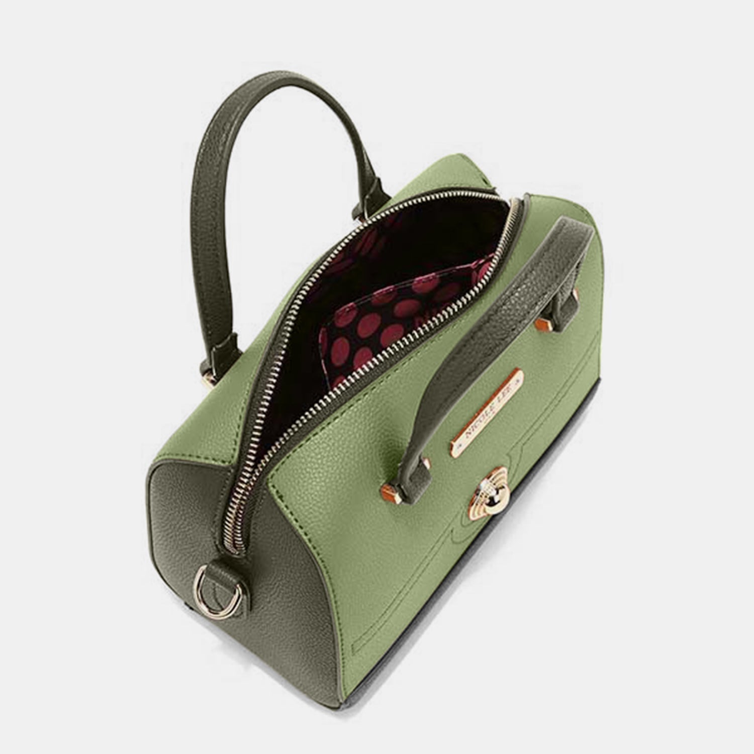 Vegan Leather 3-Piece Contrast Handbag Set in Dark OliveHandbag SetNicole Lee USA
