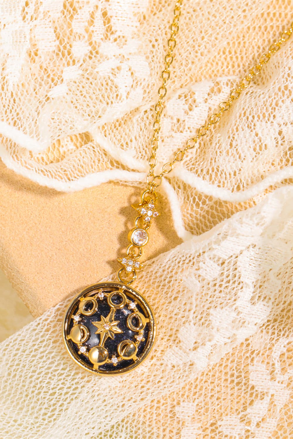 Vintage Blue Sandstone Pendant Gold NecklaceNecklaceBeach Rose Co.