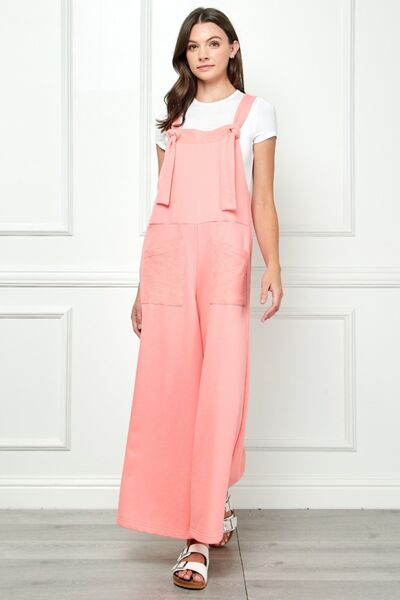 Wide Strap French Terry Overalls in PinkOverallsVEVERET