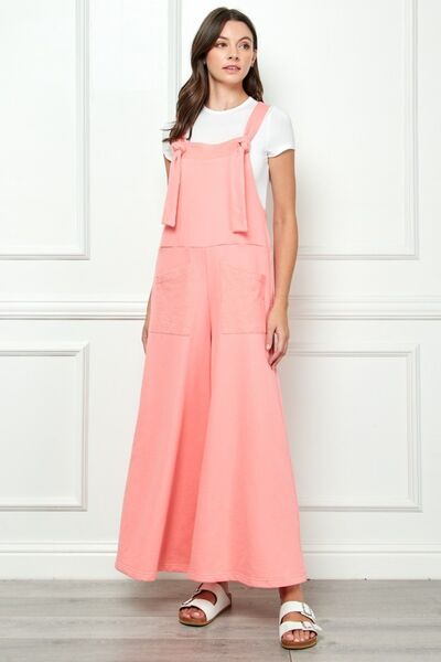 Wide Strap French Terry Overalls in PinkOverallsVEVERET