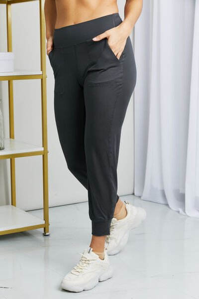 Wide Waistband Cropped Joggers in CharcoalJoggersLeggings Depot