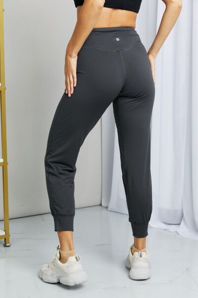 Wide Waistband Cropped Joggers in CharcoalJoggersLeggings Depot