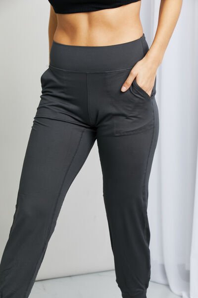 Wide Waistband Cropped Joggers in CharcoalJoggersLeggings Depot