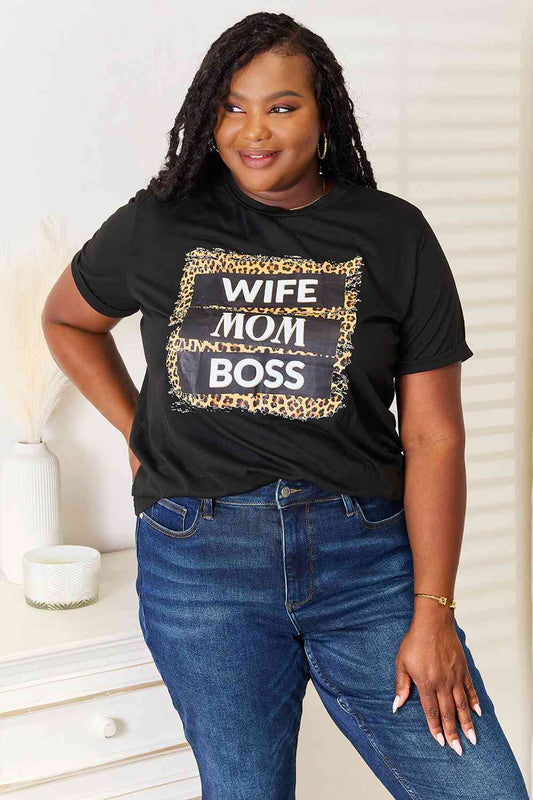 WIFE MOM BOSS Leopard Graphic T-ShirtTeeSimply Love