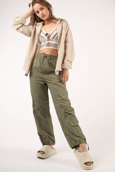 Woven Parachute Joggers in OliveJoggersVery J