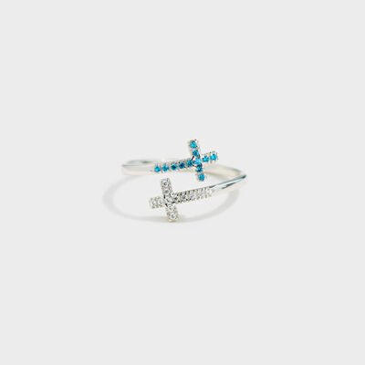 Zircon 925 Sterling Silver Double Cross Bypass RingRingBeach Rose Co.