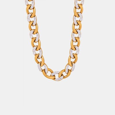 Zircon Titanium Steel Chunky Chain Necklace in GoldNecklaceBeach Rose Co.